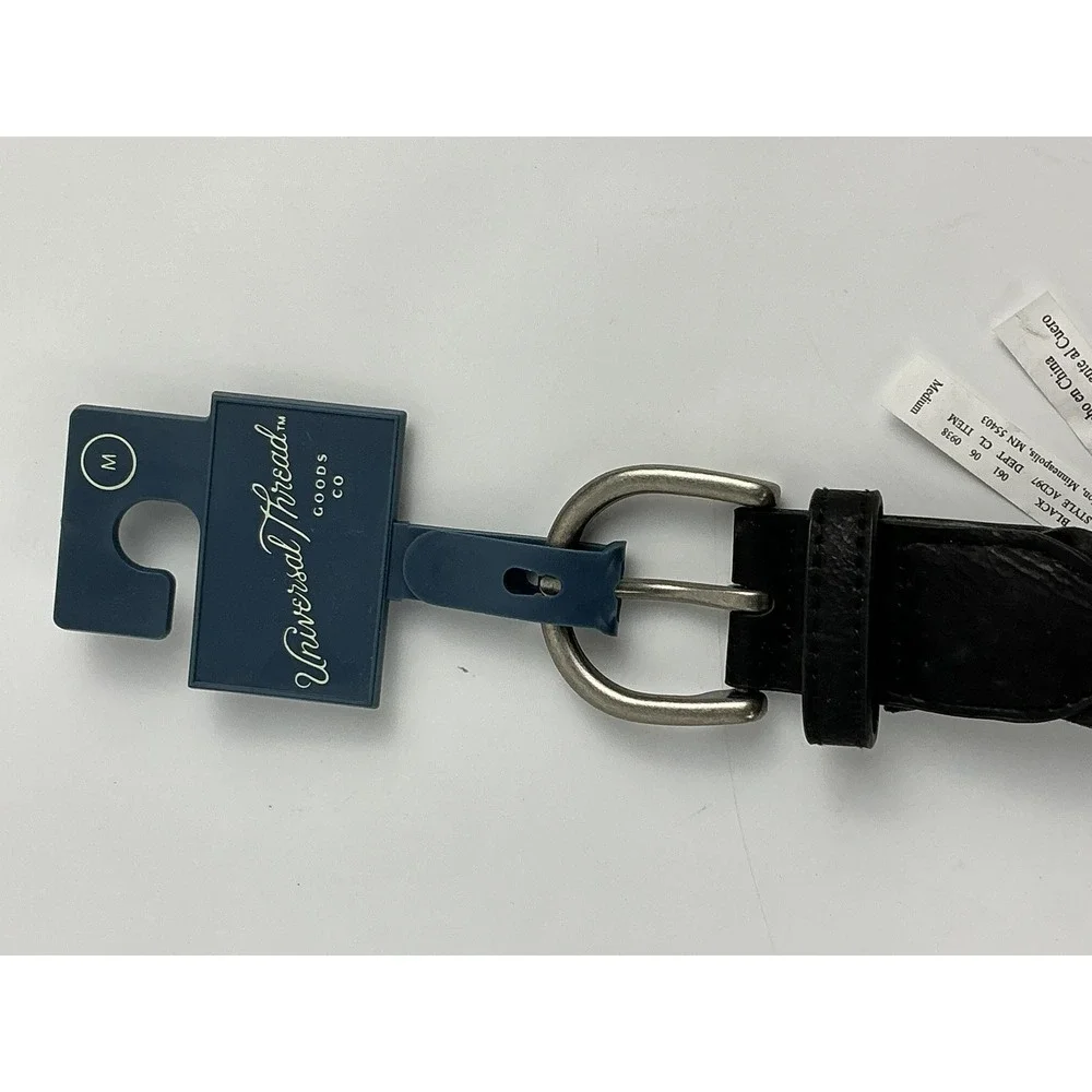 Universal Thread Black‎ Braided Belt Size Medium Stretch Woven Casual